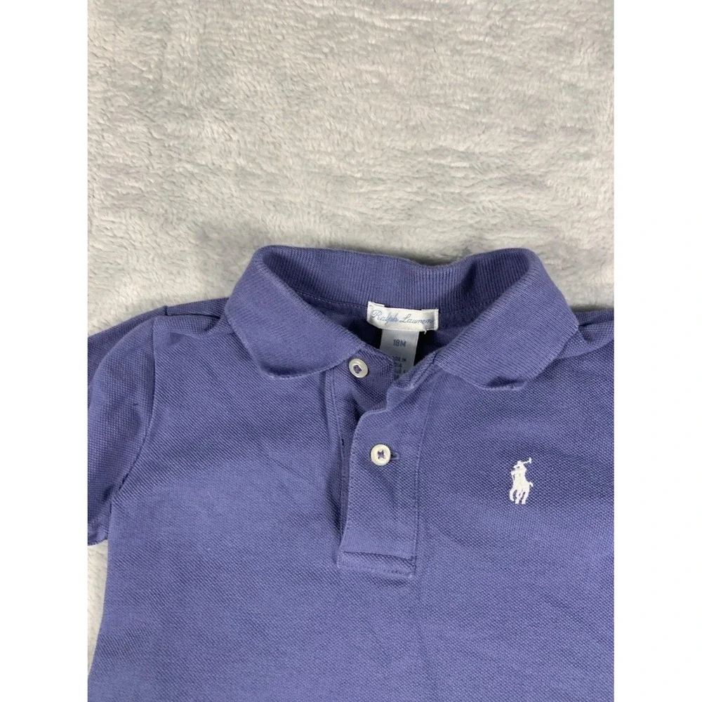 Polo Ralph Lauren Toddler Boys Short Sleeve Shirt Purple 18M 100% Cotton